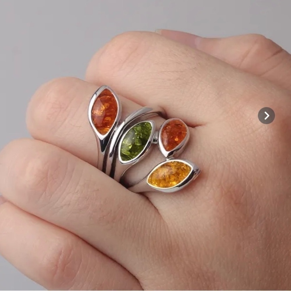 Amber 🍂 silver ring - Picture 2 of 8